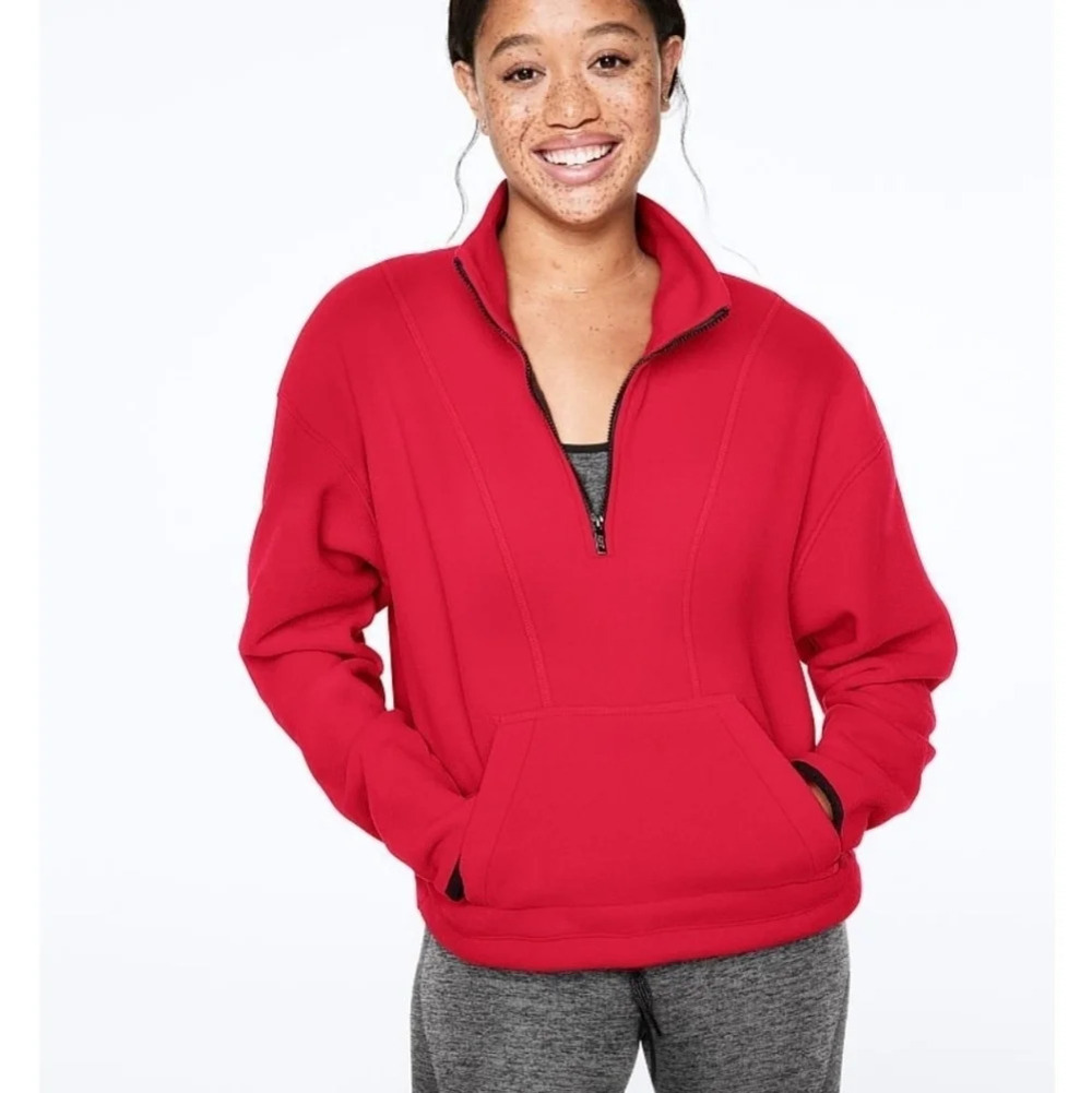 Victoria's Secret Pink Fleece Half Zip Sweatshirt - Picture 1 of 11